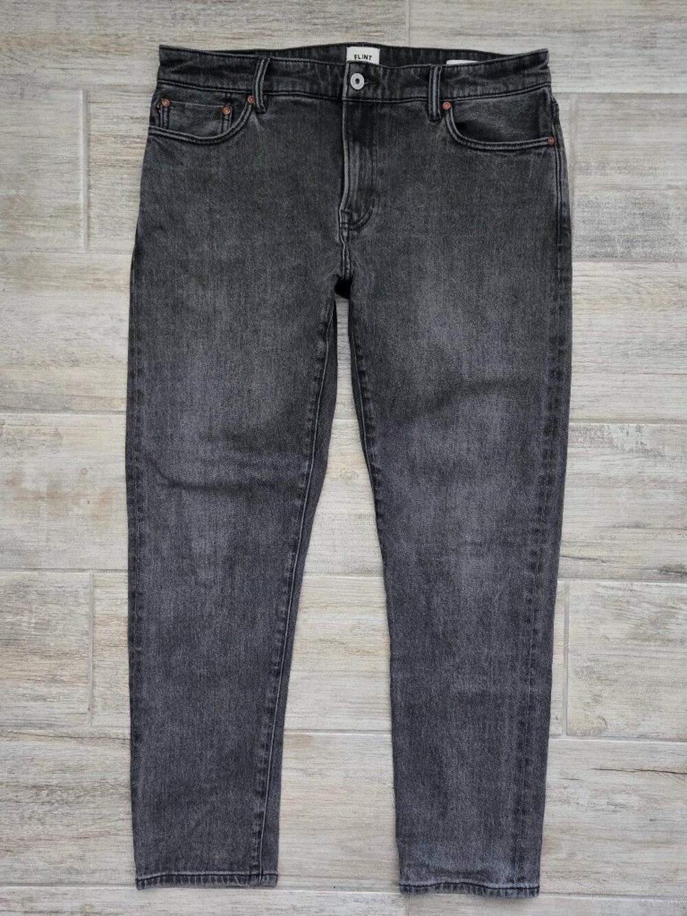 Flint and Tinder Slim Fit Selvedge Jeans Men Charcoal Grey Preppy Office 33W 30L